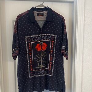 Scotch & Soda Black and Red Graphic Men's Shirt